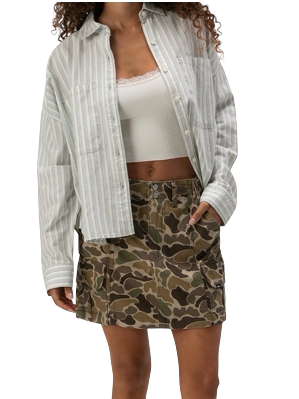 VANS Sidewalk Womens Cargo Mini Skirt Camo Olive Green Brown Size Large